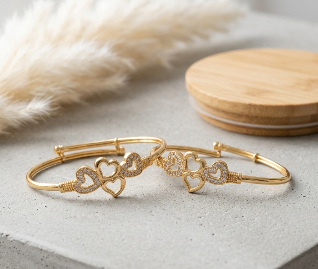 Kasli Elegant Gold-Finish Statement Bracelet for Women