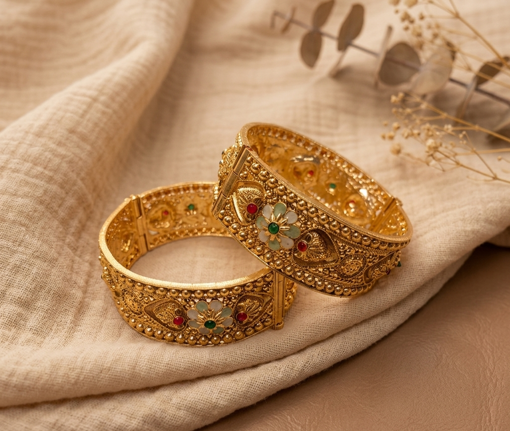 Kasli Traditional Heritage Openable Kangan for Weddings