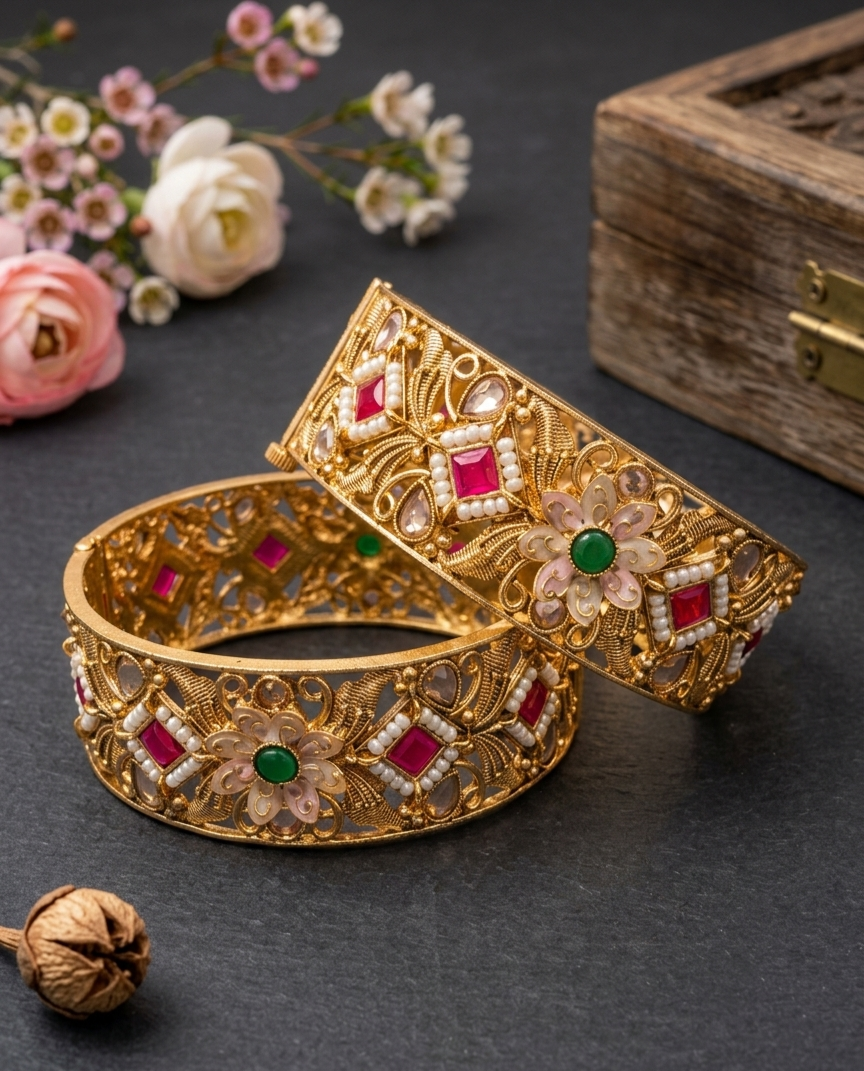 Kasli Gold Plated Bangles for Women